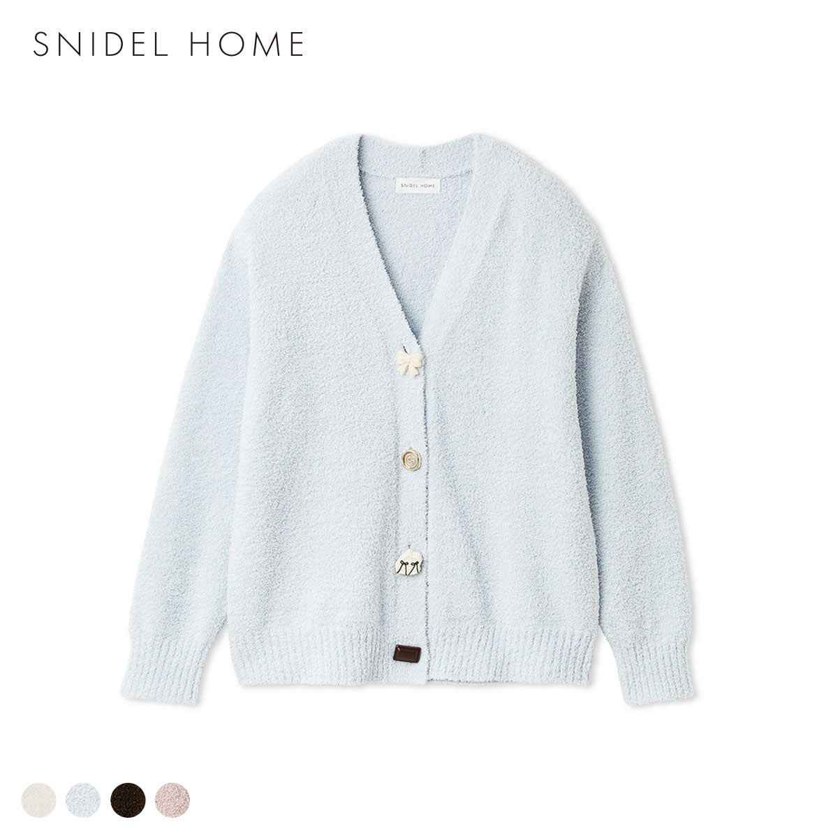スナイデルホーム Milcrea ケーキ釦ニットカーディガン パジャマ ルームウェア SNIDEL HOME Valentine バレンタイン(BU-ブルー-Free)