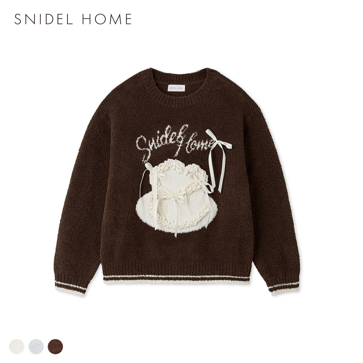 スナイデルホーム Milcrea リボンケーキジャガードニットプルオーバー パジャマ ルームウェア SNIDEL HOME Valentine バレンタイン(BR-ブラウン-Free)