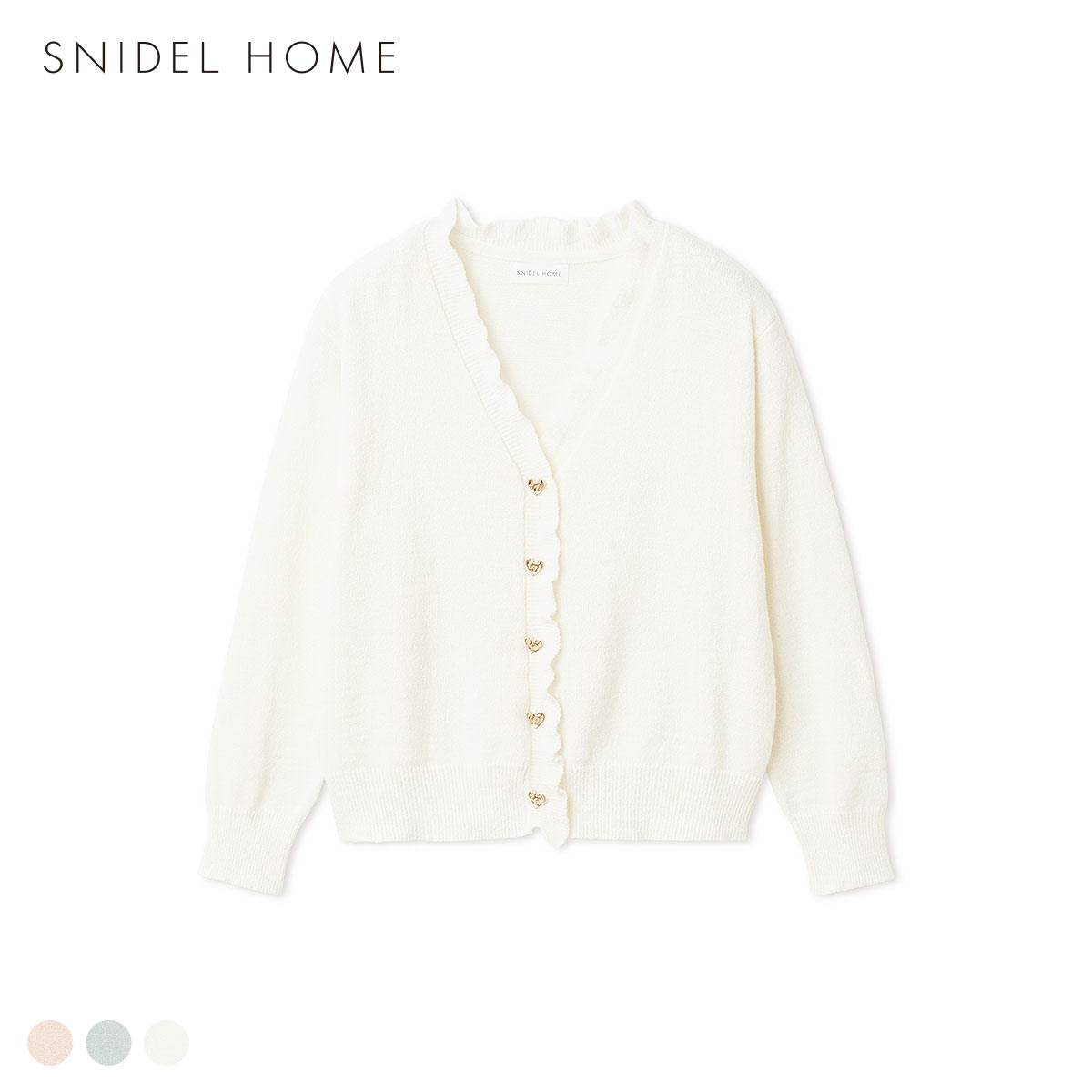 スナイデルホーム ハート釦フリルカーディガン パジャマ ルームウェア SNIDEL HOME(IV-アイボリー-Free)