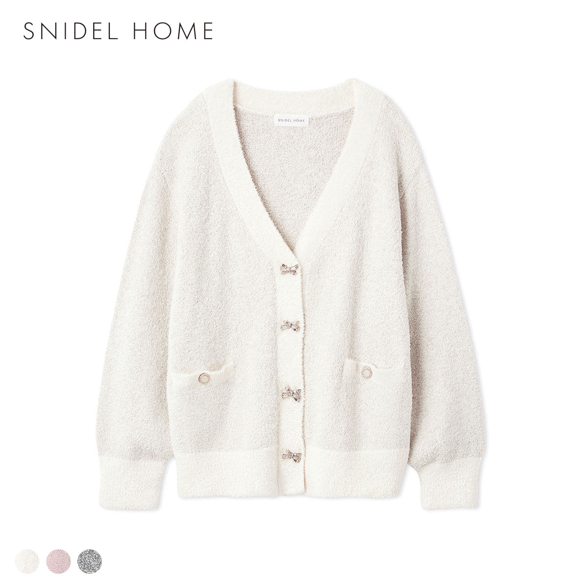 スナイデルホーム リボンツイードカーディガン パジャマ ルームウェア SNIDEL HOME(IV-アイボリー-Free)