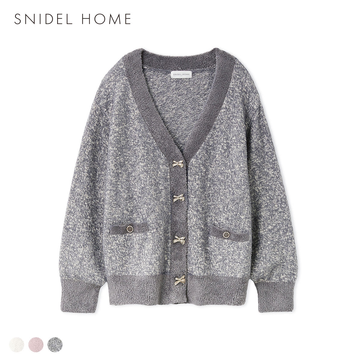 スナイデルホーム リボンツイードカーディガン パジャマ ルームウェア SNIDEL HOME(GY-グレー-Free)