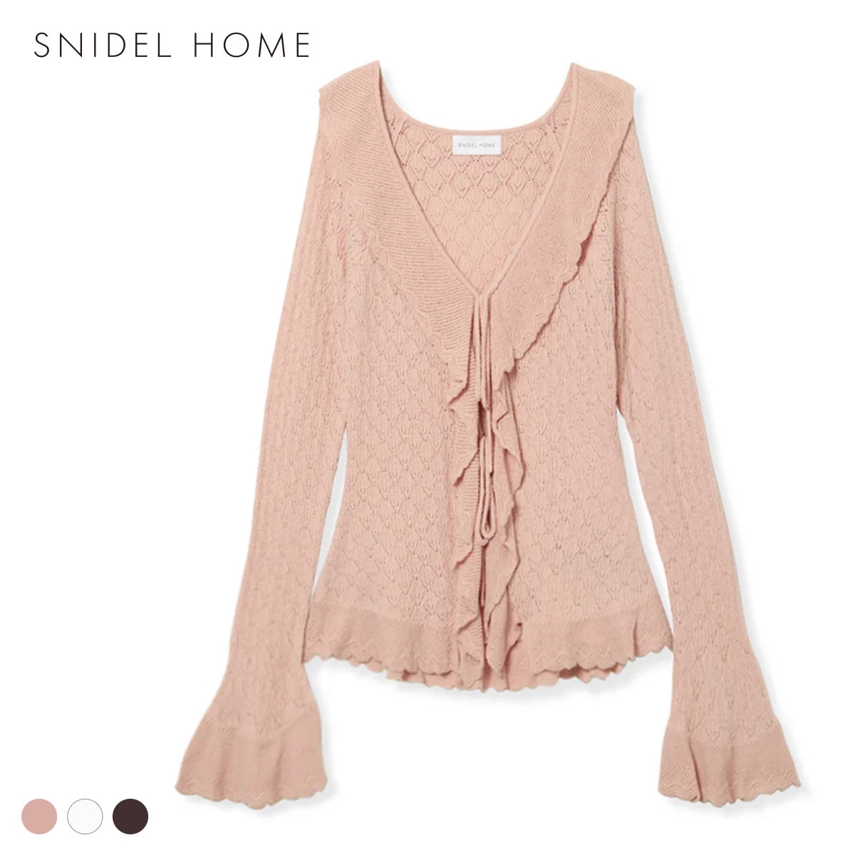 スナイデルホーム クロシェラッフルカーディガン ルームウェア パジャマ SNIDEL HOME(PE-ピーチ-Free)