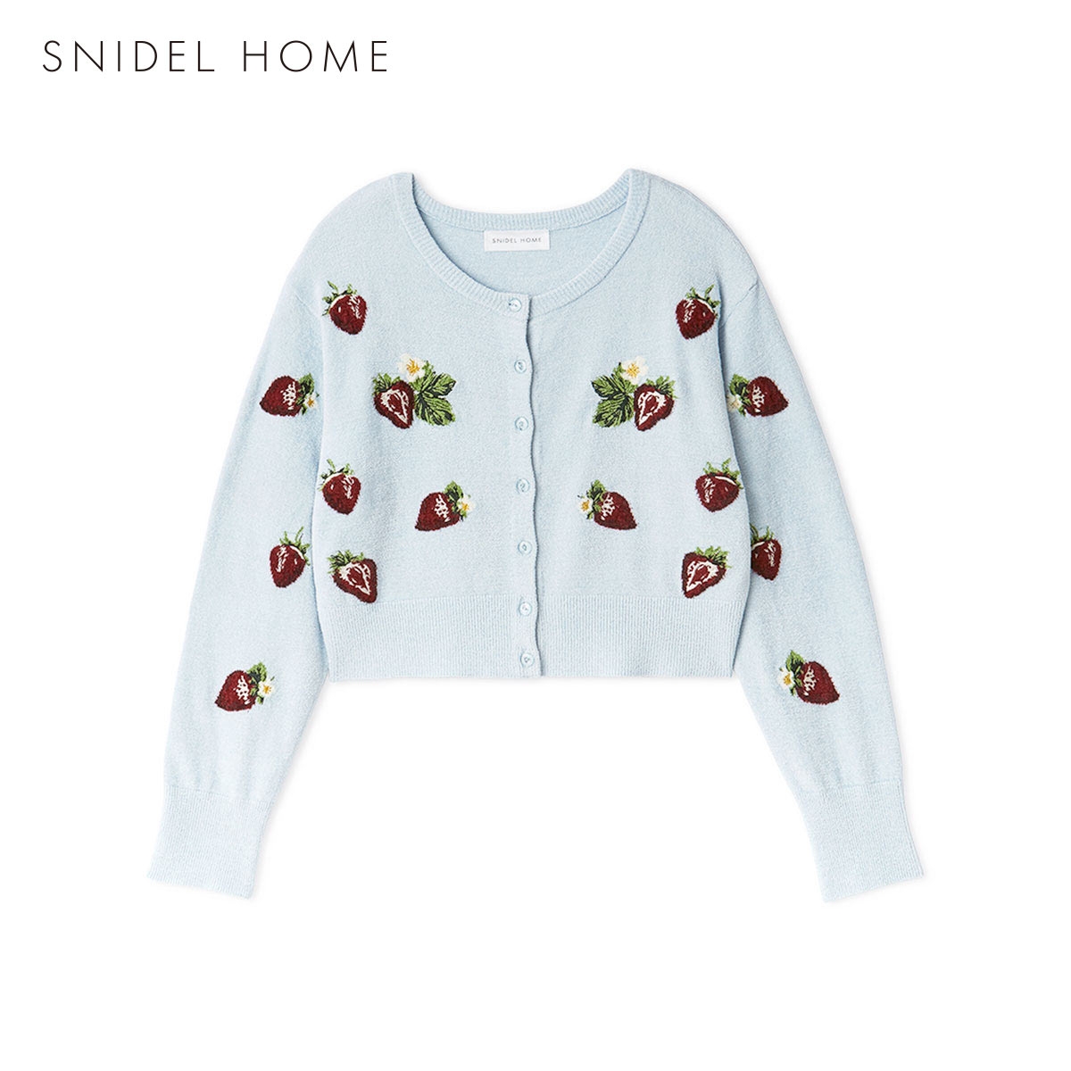 スナイデルホーム ストロベリーニットカーディガン パジャマ ルームウェア SNIDEL HOME(LBU-薄ブルー-Free)