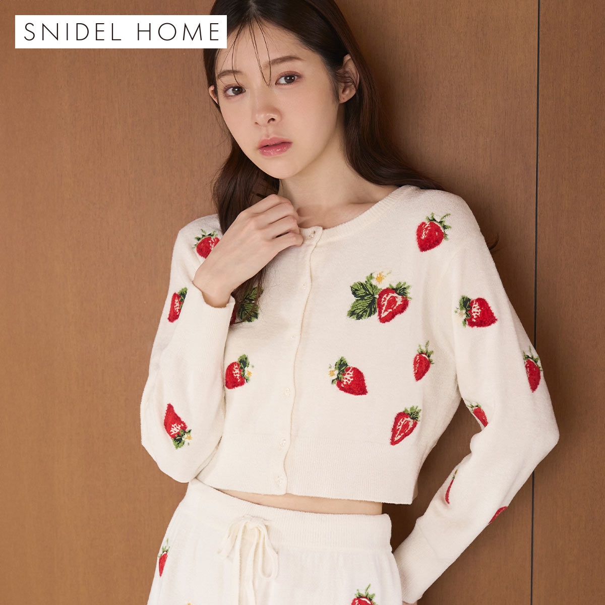 スナイデルホーム ストロベリーニットカーディガン パジャマ ルームウェア SNIDEL HOME(IV-アイボリー-Free)