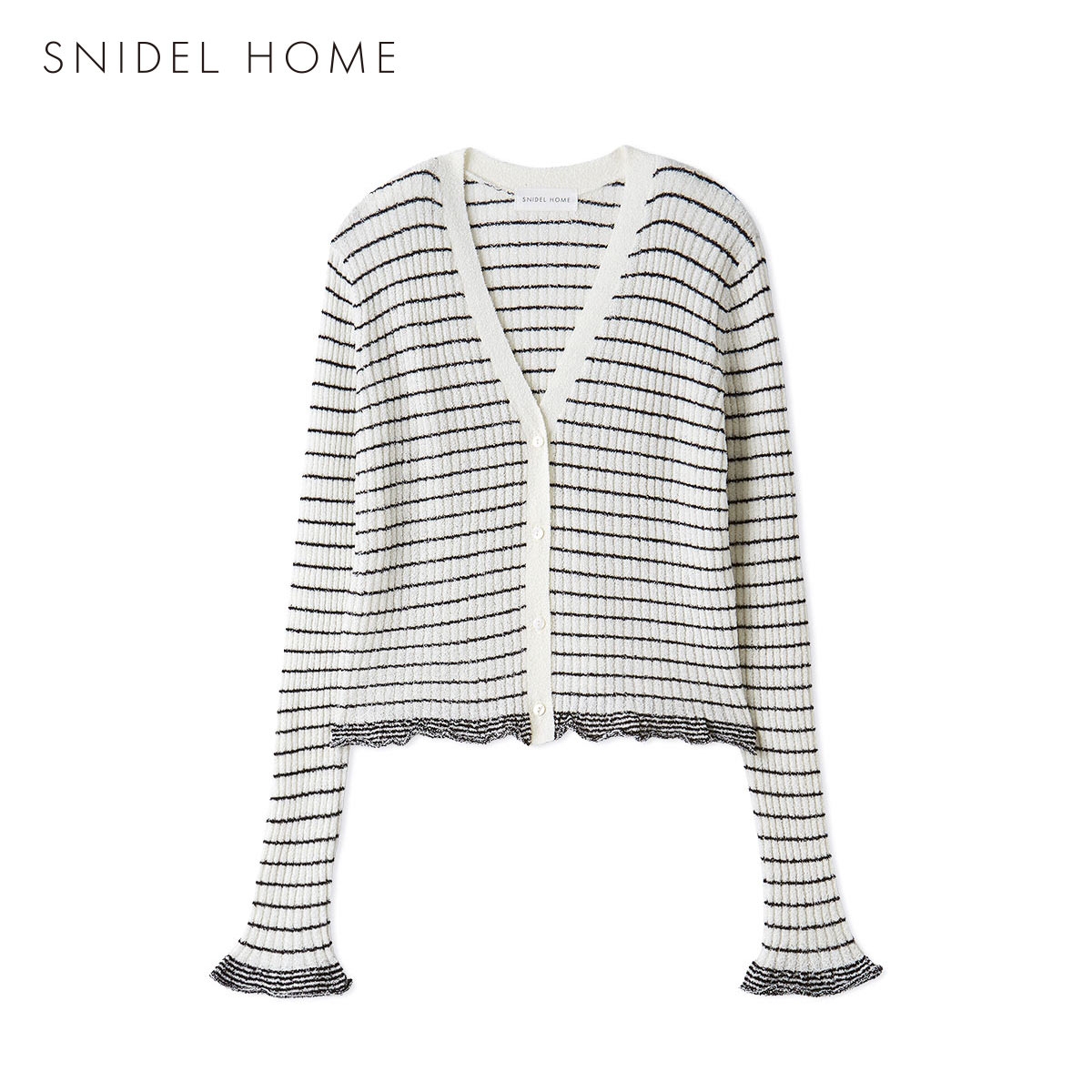 スナイデルホーム ボーダーリブカーディガン パジャマ ルームウェア SNIDEL HOME(IV-アイボリー-Free)