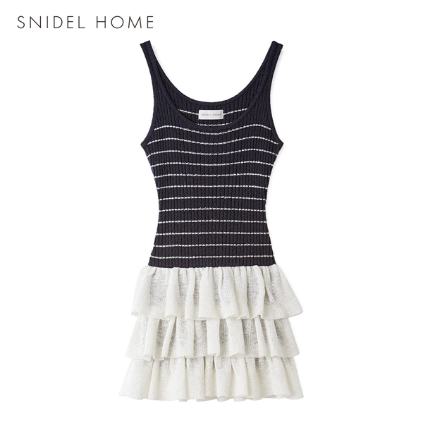 スナイデルホーム ボーダーリブフリルチュニック パジャマ ルームウェア SNIDEL HOME