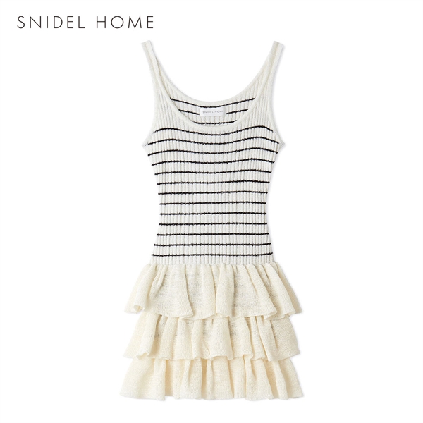 スナイデルホーム ボーダーリブフリルチュニック パジャマ ルームウェア SNIDEL HOME