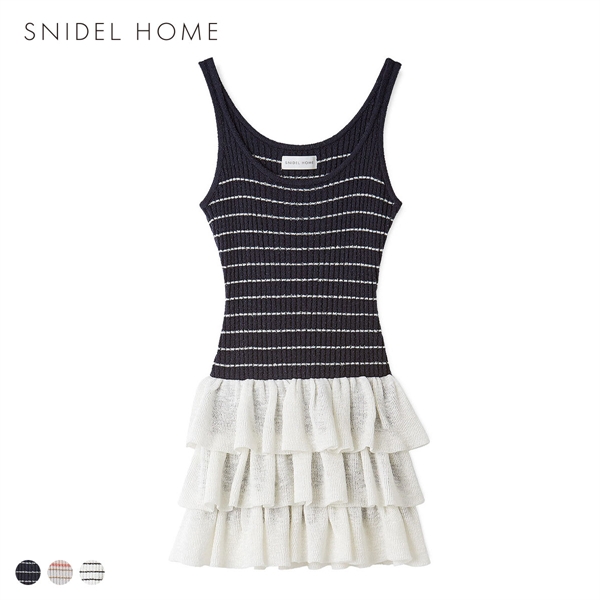 スナイデルホーム ボーダーリブフリルチュニック パジャマ ルームウェア SNIDEL HOME