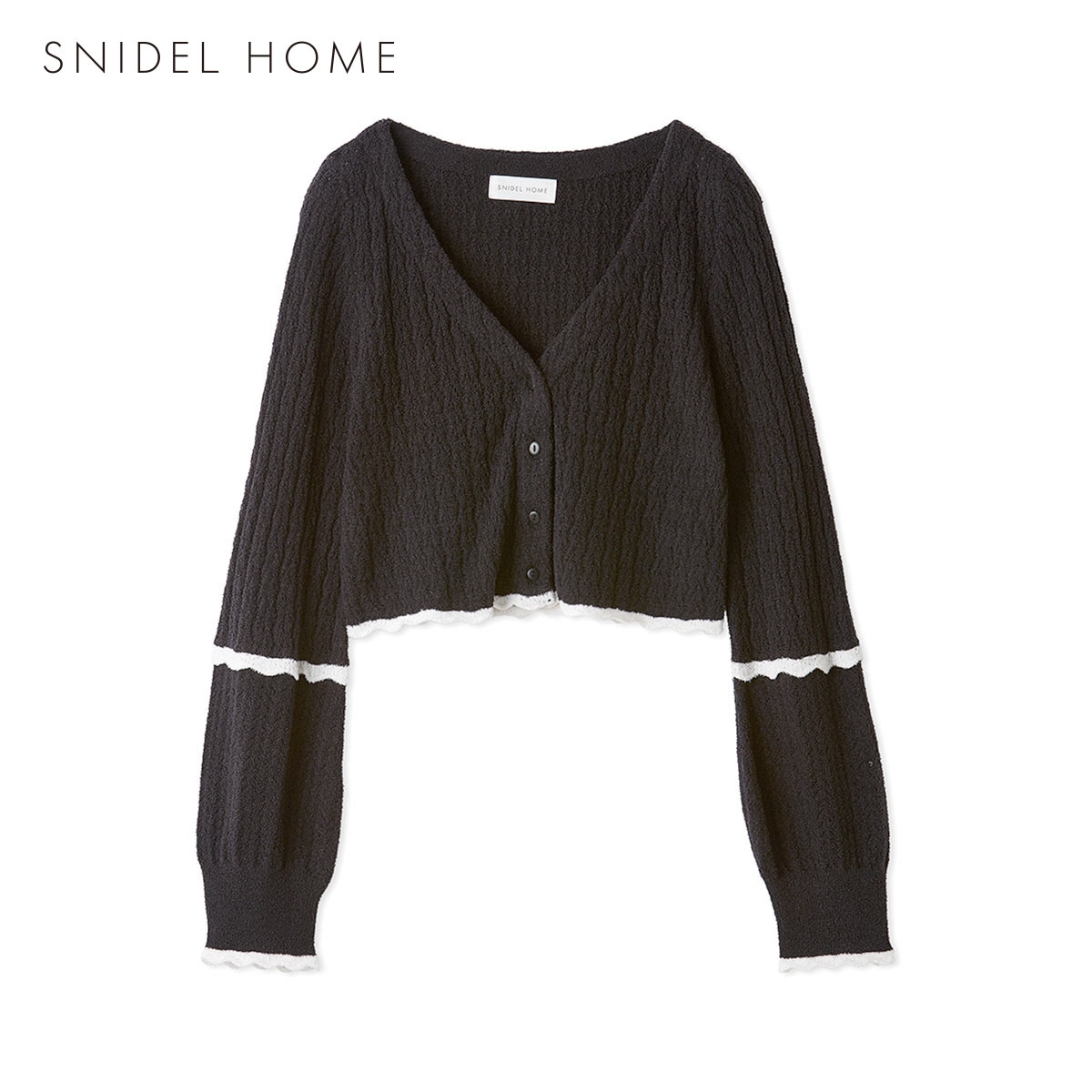 スナイデルホーム クロシェニットカーディガン パジャマ ルームウェア SNIDEL HOME(BK-ブラック-Free)