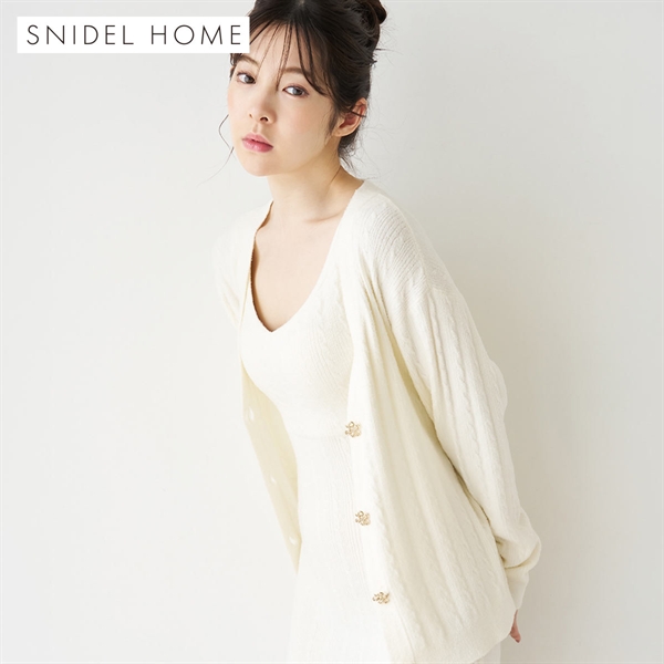 スナイデルホーム Creamy エンブレムボタンニットカーディガン パジャマ ルームウェア SNIDEL HOME