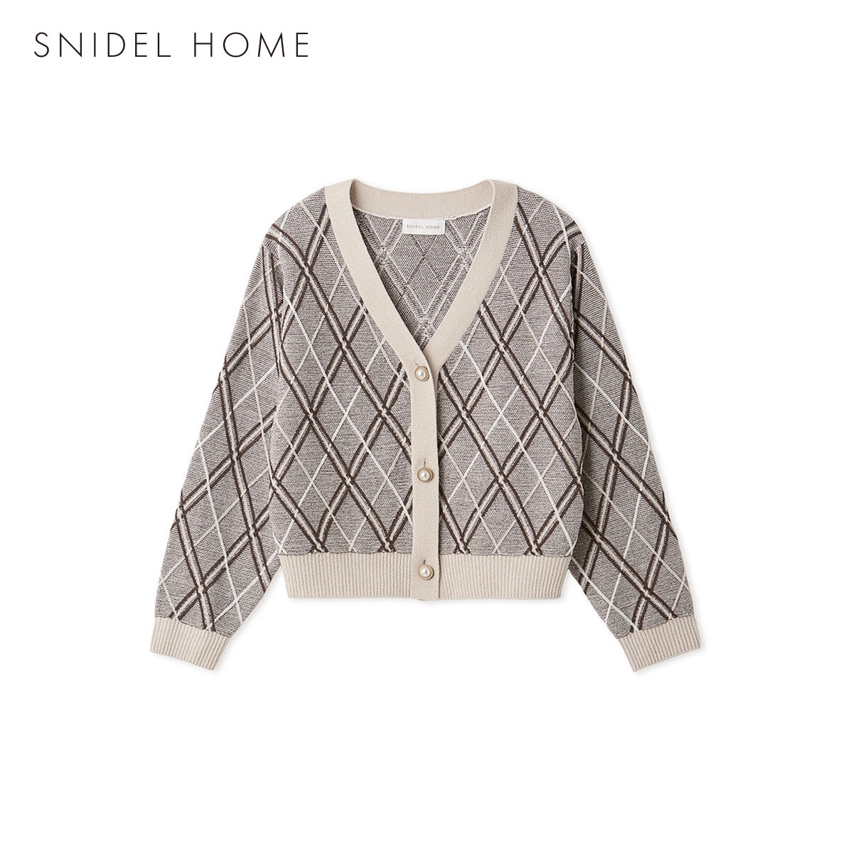 スナイデルホーム ニットチェックカーディガン パジャマ ルームウェア SNIDEL HOME(IV-アイボリー-Free)