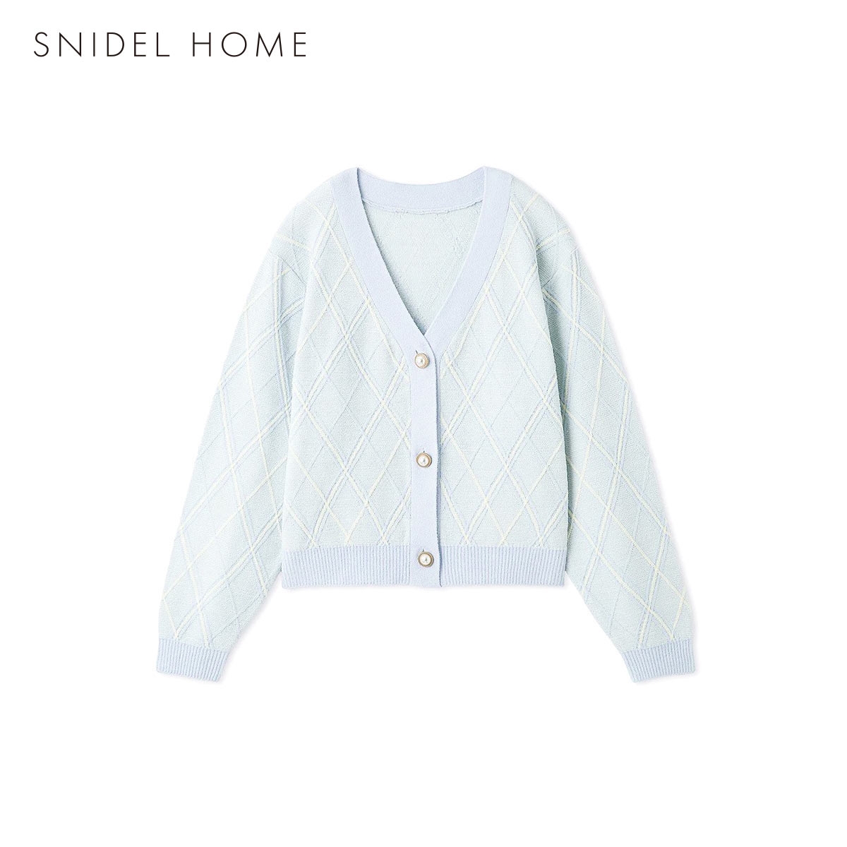 スナイデルホーム ニットチェックカーディガン パジャマ ルームウェア SNIDEL HOME(LBU-薄ブルー-Free)