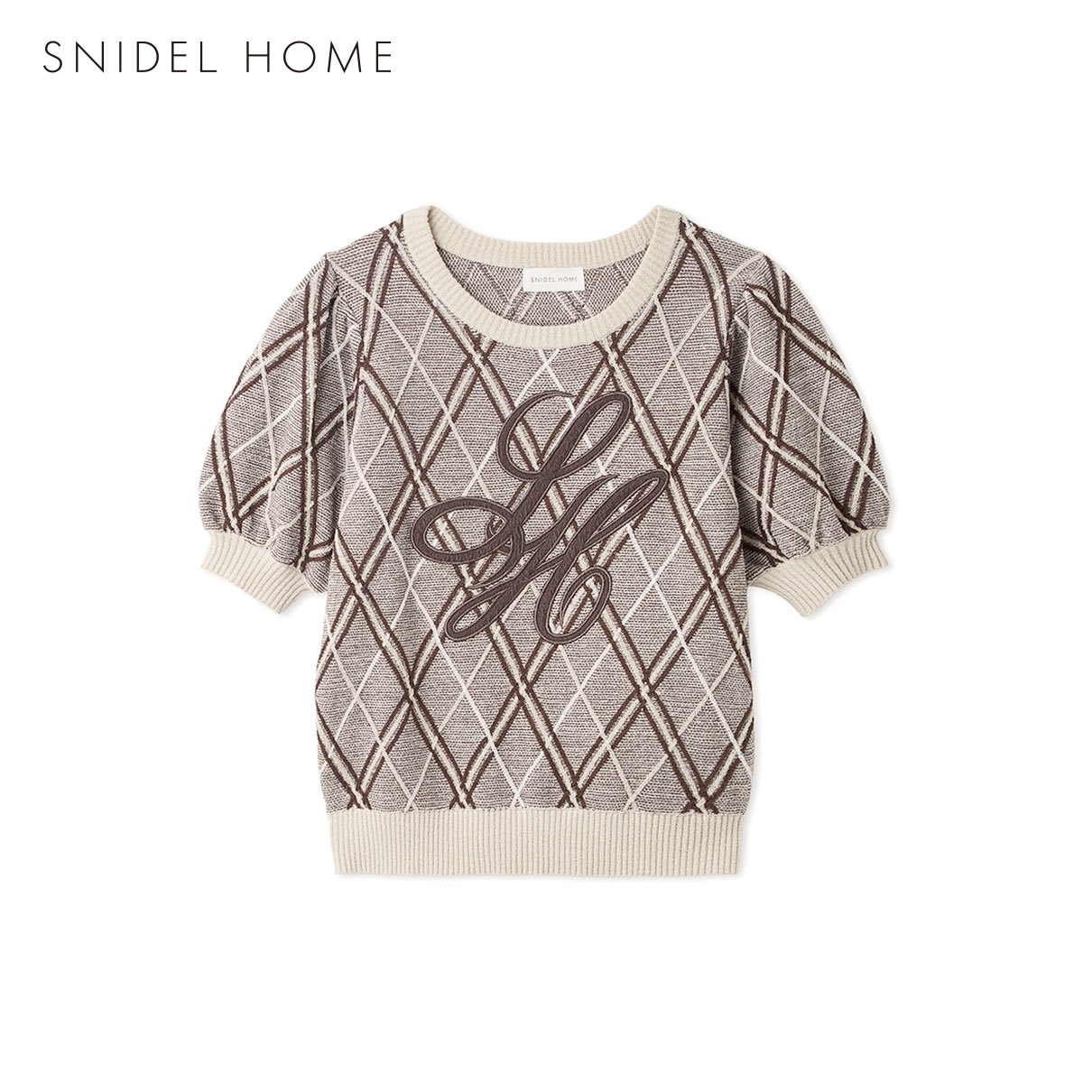 スナイデルホーム ニットチェックロゴプルオーバー パジャマ ルームウェア SNIDEL HOME(IV-アイボリー-Free)