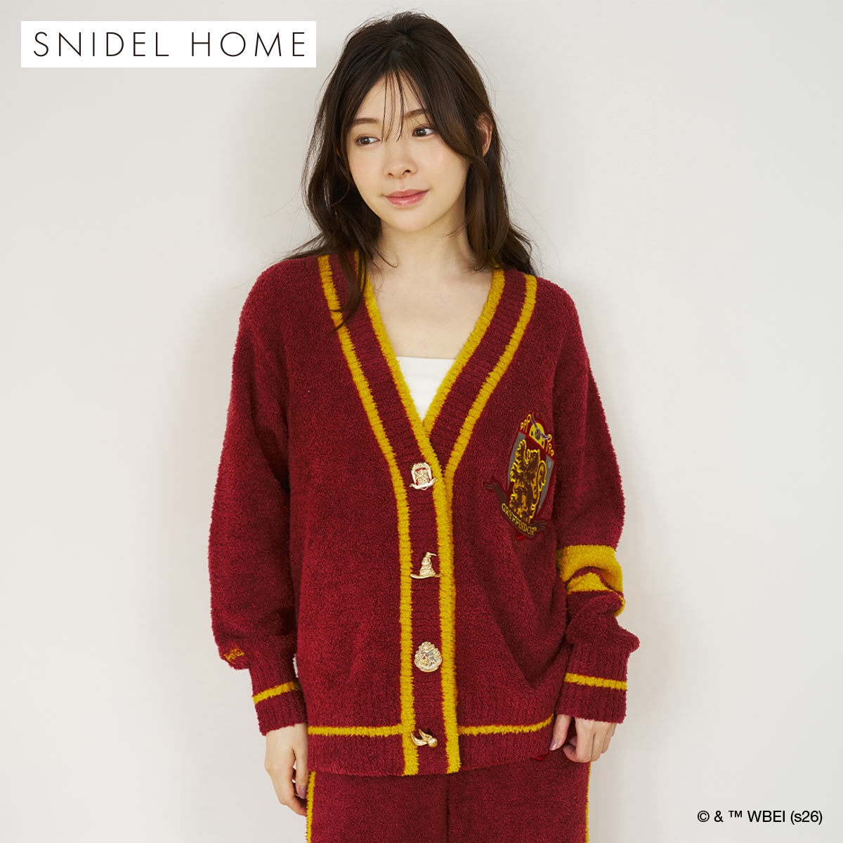 スナイデルホーム ハリー・ポッター Milcrea モチーフボタンカーディガン パジャマ ルームウェア SNIDEL HOME Harry Potter(BUR-バーガンディ-Free)