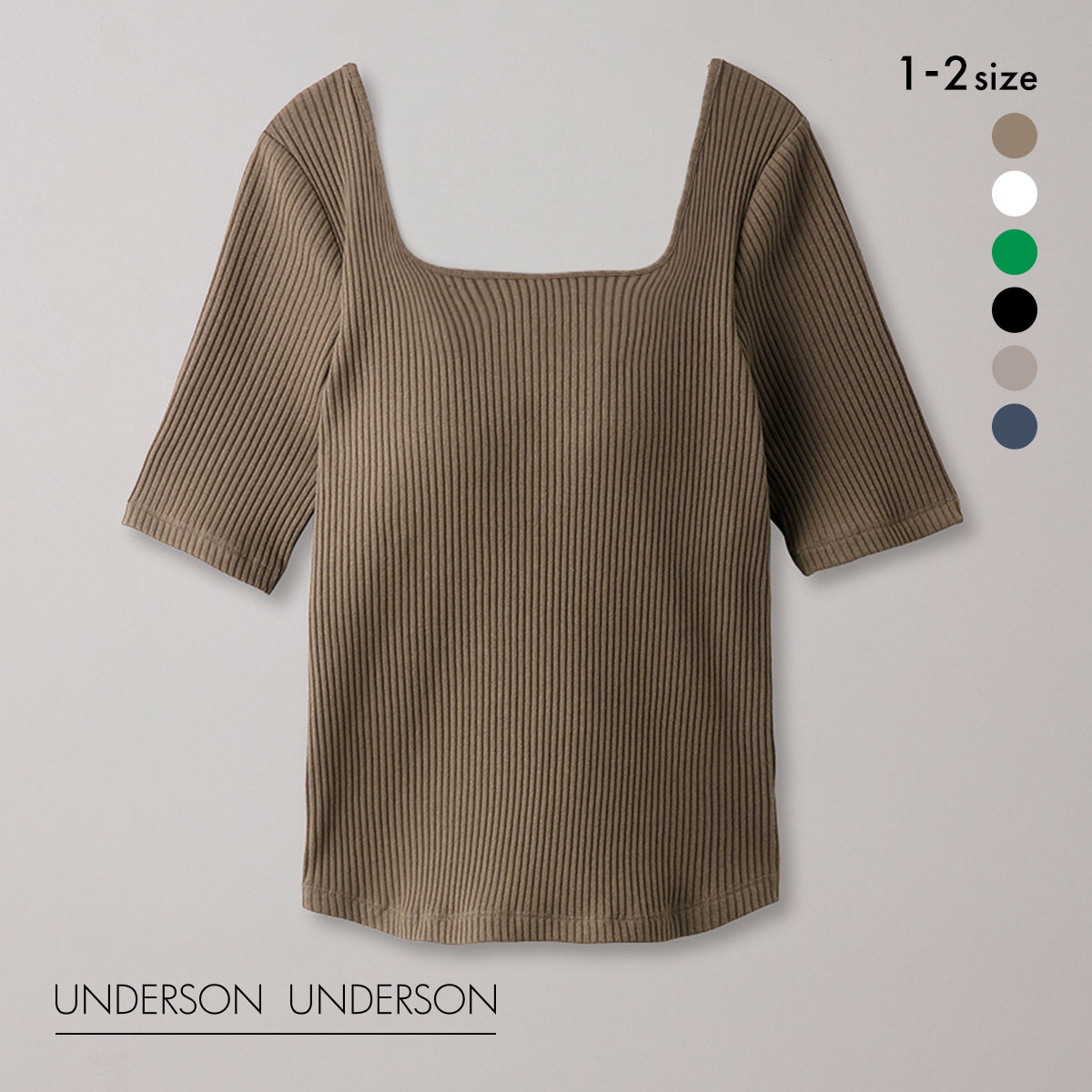 アンダーソンアンダーソン UNDERSON UNDERSON ハーフスリーブリブトップス カップ付き レディース(BR-ブラウン-1)