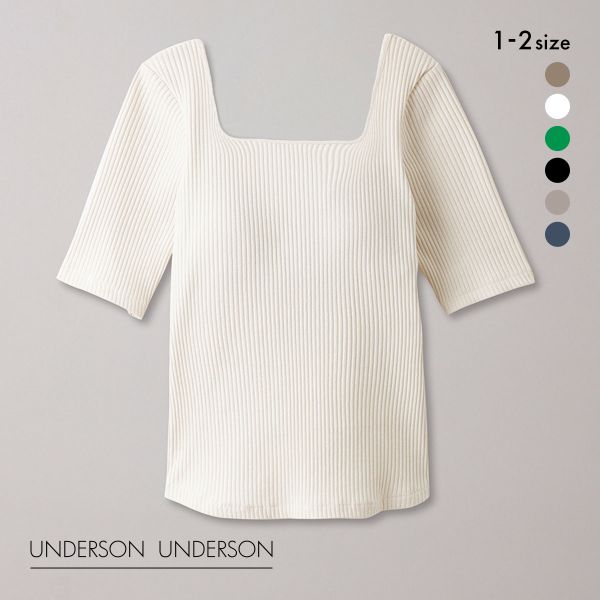 アンダーソンアンダーソン UNDERSON UNDERSON ハーフスリーブリブトップス カップ付き レディース