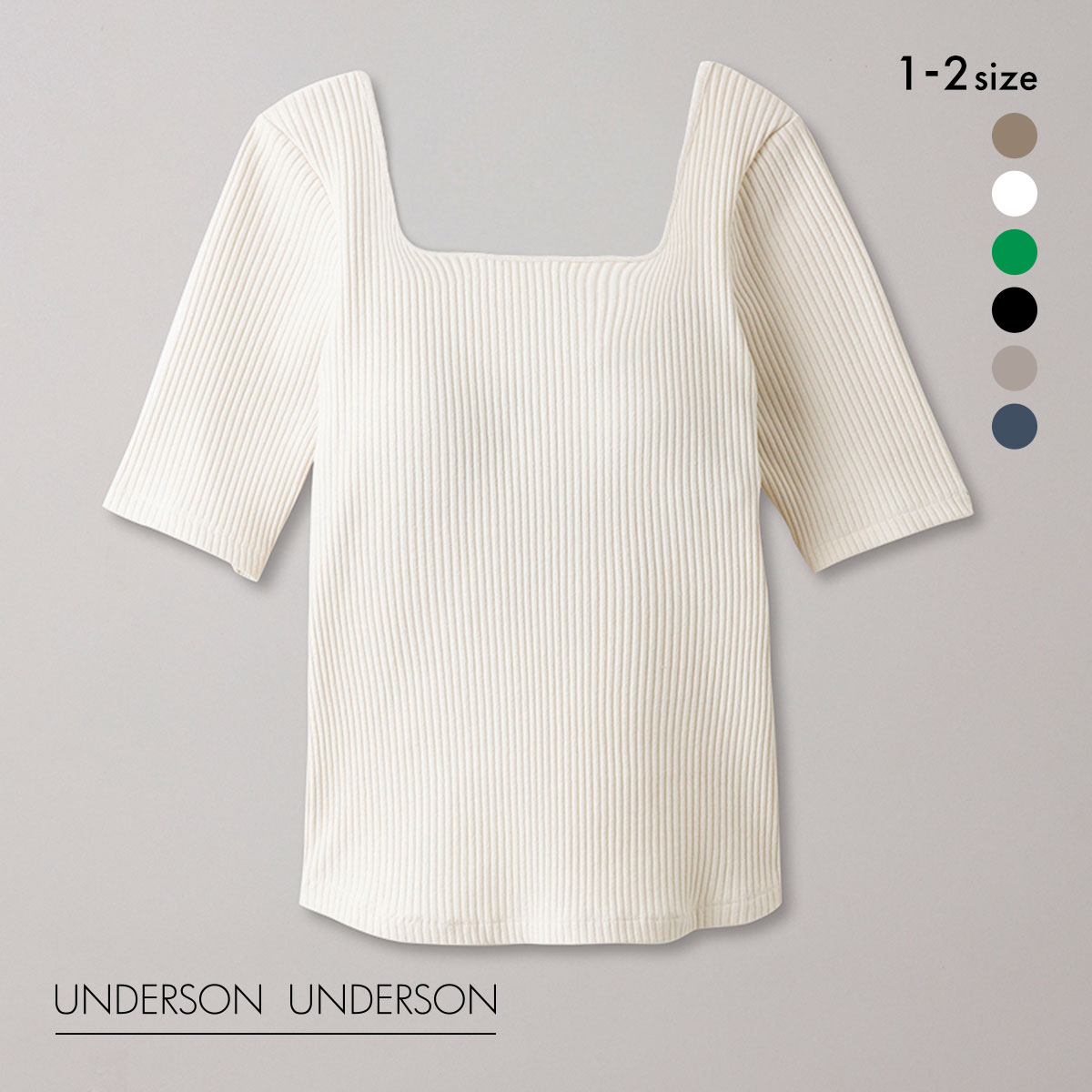 アンダーソンアンダーソン UNDERSON UNDERSON ハーフスリーブリブトップス カップ付き レディース(OW-オフホワイト-1)