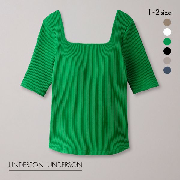 アンダーソンアンダーソン UNDERSON UNDERSON ハーフスリーブリブトップス カップ付き レディース