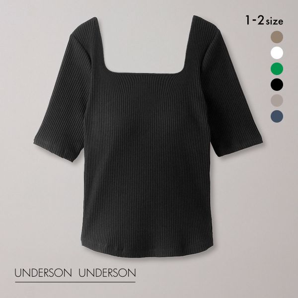 アンダーソンアンダーソン UNDERSON UNDERSON ハーフスリーブリブトップス カップ付き レディース