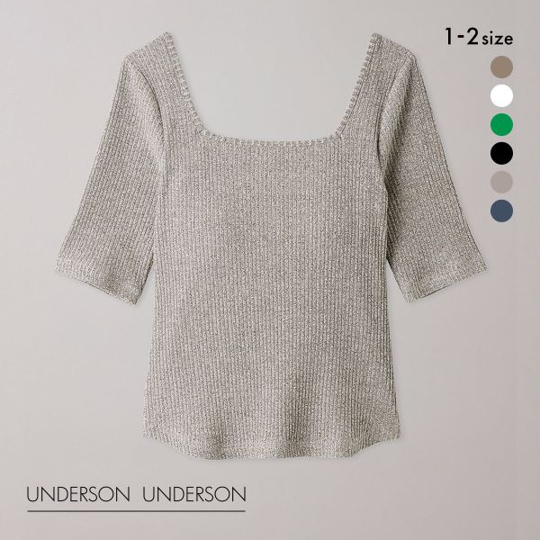 アンダーソンアンダーソン UNDERSON UNDERSON ハーフスリーブリブトップス カップ付き レディース