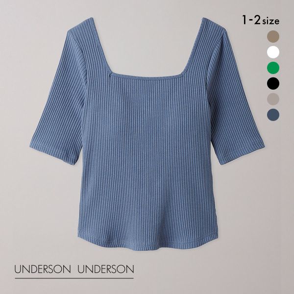 アンダーソンアンダーソン UNDERSON UNDERSON ハーフスリーブリブトップス カップ付き レディース