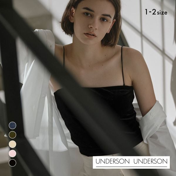 アンダーソンアンダーソン ベロアベアトップ カップ付き キャミソール ベアトップ ブラトップ UNDERSON UNDERSON