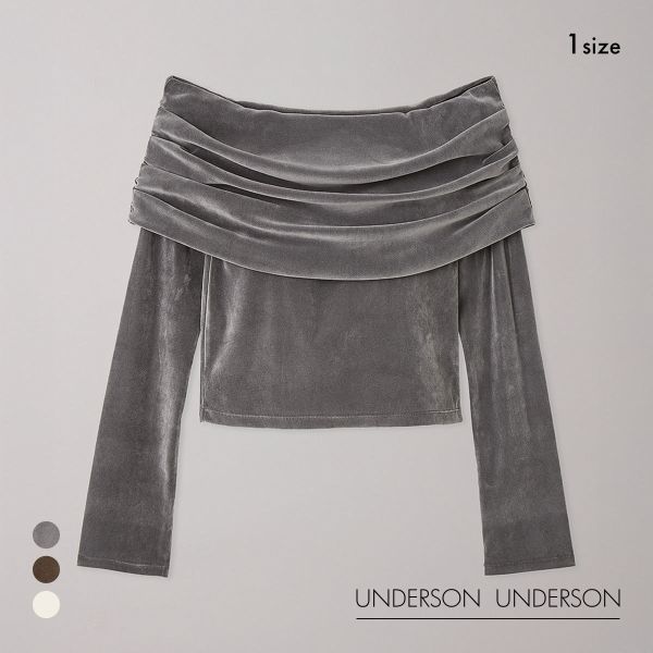 アンダーソンアンダーソン フロッキーチュールオフショルプルオーバー UNDERSON UNDERSON