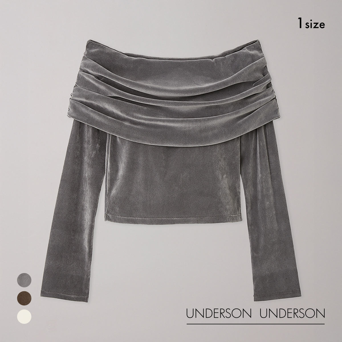 アンダーソンアンダーソン フロッキーチュールオフショルプルオーバー UNDERSON UNDERSON(GY-グレー-1)