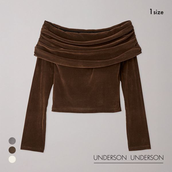 アンダーソンアンダーソン フロッキーチュールオフショルプルオーバー UNDERSON UNDERSON