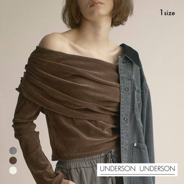 アンダーソンアンダーソン フロッキーチュールオフショルプルオーバー UNDERSON UNDERSON