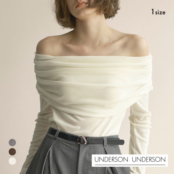アンダーソンアンダーソン フロッキーチュールオフショルプルオーバー UNDERSON UNDERSON