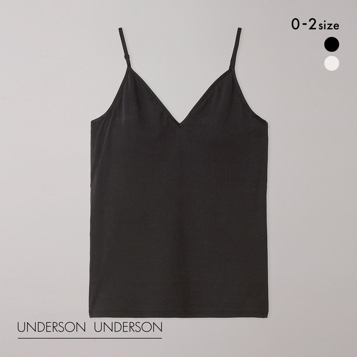アンダーソンアンダーソン UNDERSON UNDERSON Vネックバックオープンキャミ カップ付き キャミソール ブラトップ 単品(BK-ブラック-0)