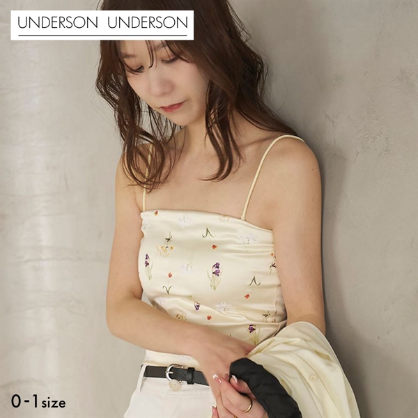 アンダーソンアンダーソン UU×NYBG サテンベアトップキャミ UNDERSON UNDERSON ベアトップ カップ付き ストラップレス