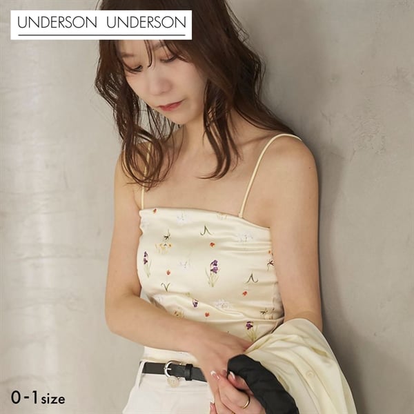 アンダーソンアンダーソン UU×NYBG サテンベアトップキャミ UNDERSON UNDERSON ベアトップ カップ付き ストラップレス