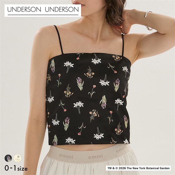 アンダーソンアンダーソン UU×NYBG サテンベアトップキャミ UNDERSON UNDERSON ベアトップ カップ付き ストラップレス
