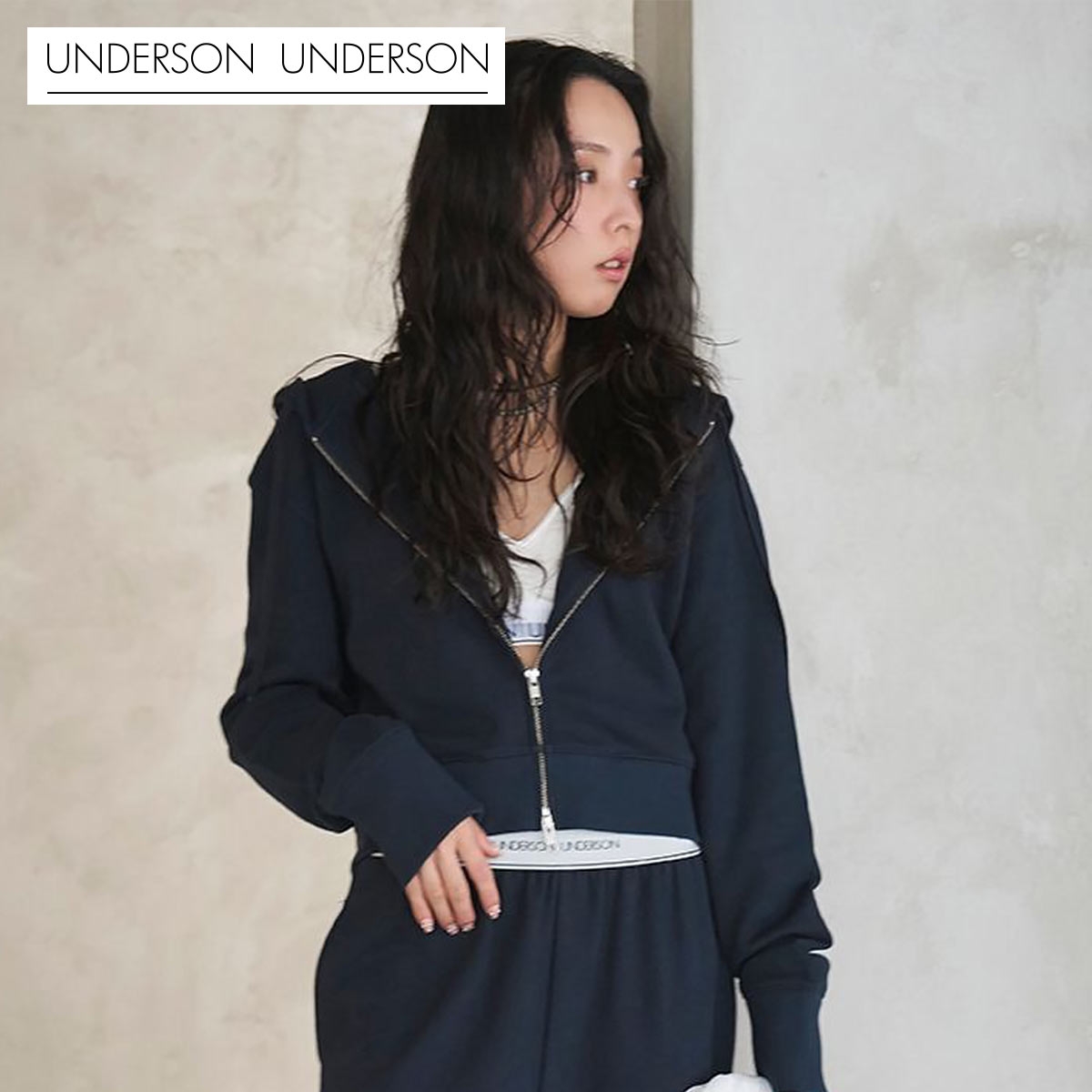 アンダーソンアンダーソン WASHIスウェットパーカー UNDERSON UNDERSON(NV-ネイビー-Free)