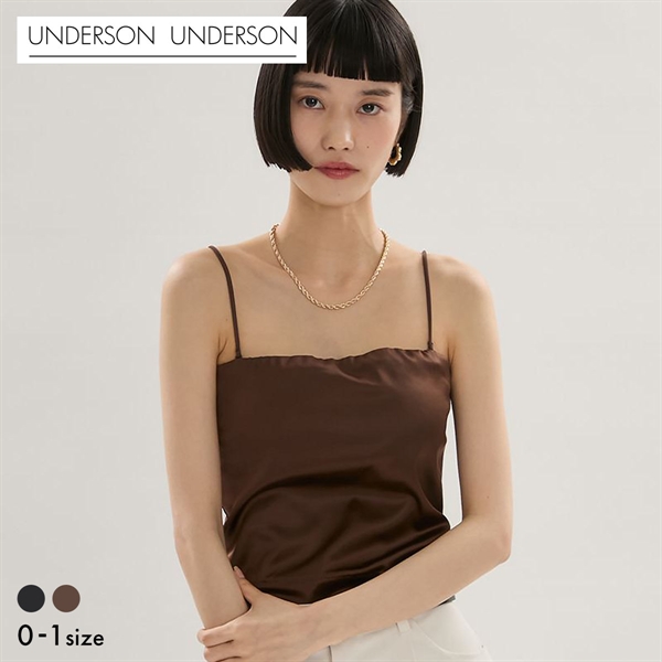 アンダーソンアンダーソン サテンベアトップキャミ カップ付き キャミソール ベアトップ ブラトップ UNDERSON UNDERSON