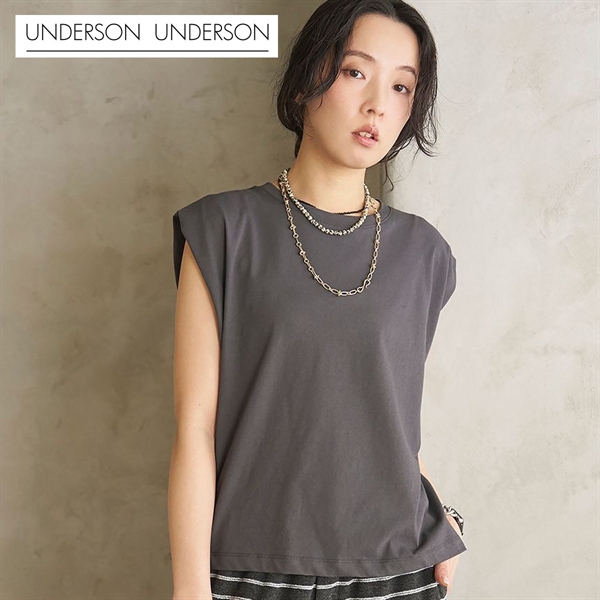 アンダーソンアンダーソン Sheer WASHI Tee フレンチスリーブ UNDERSON UNDERSON