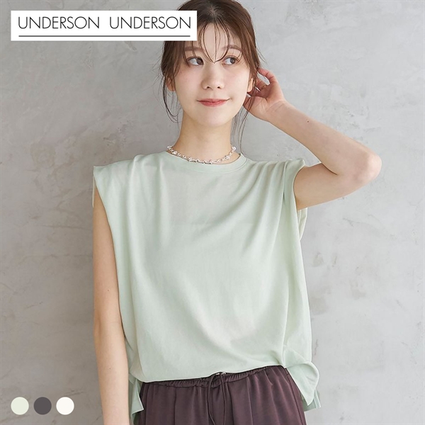 アンダーソンアンダーソン Sheer WASHI Tee フレンチスリーブ UNDERSON UNDERSON