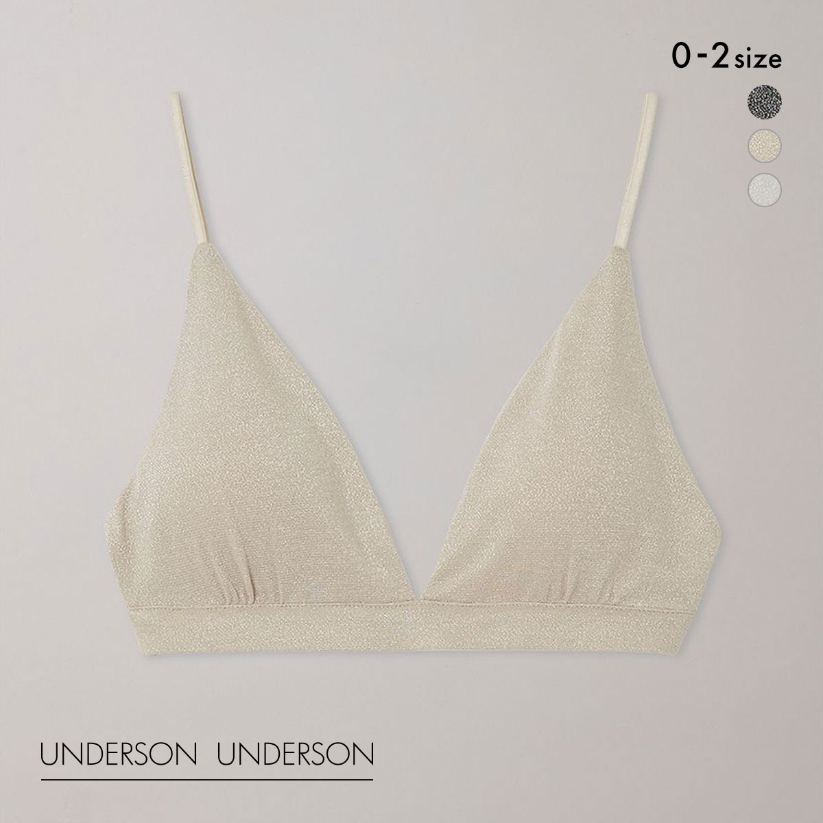 アンダーソンアンダーソン ラメトライアングルブラ ランジェリー ブラジャー ノンワイヤー ブラレット UNDERSON UNDERSON(GL-ゴールド-0)