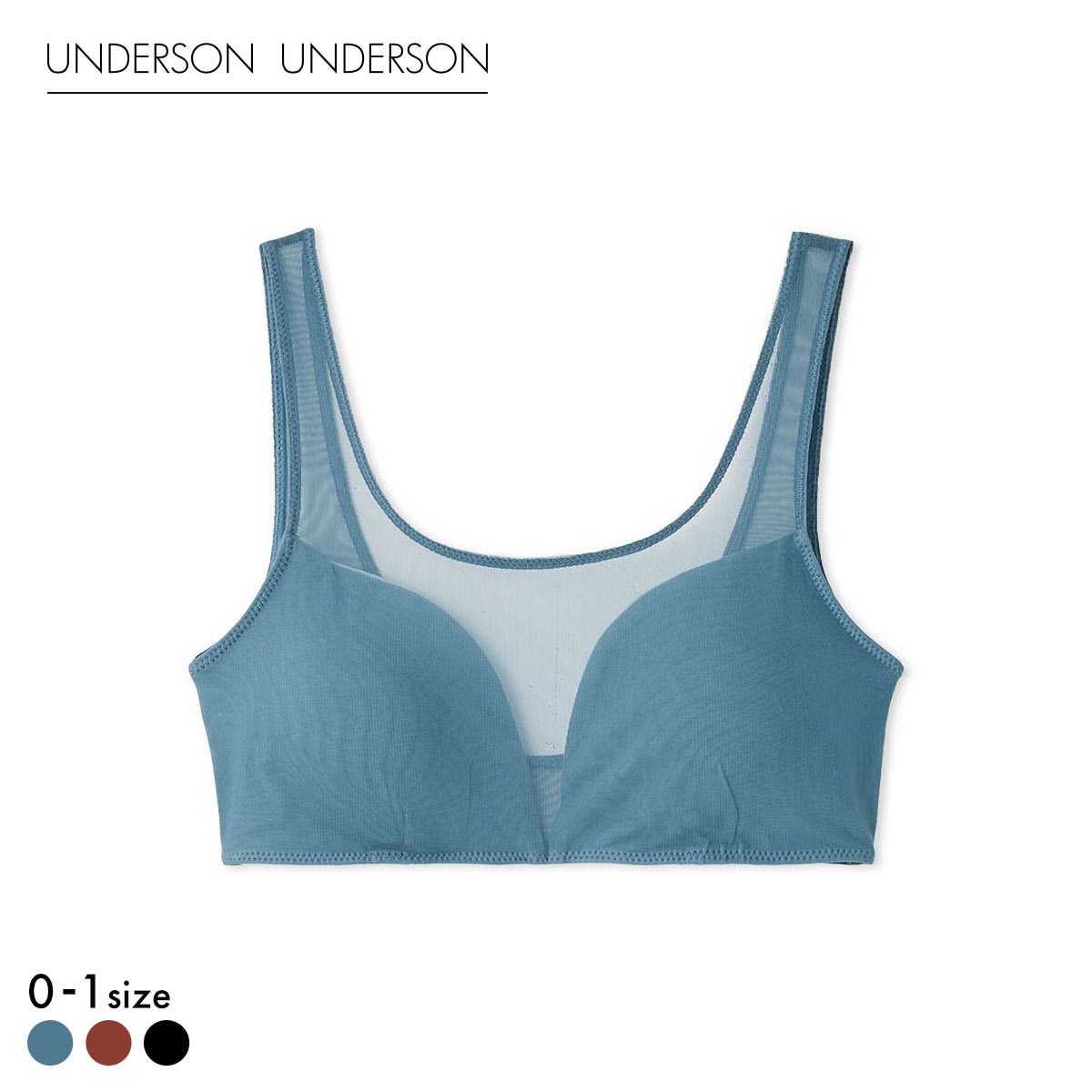 アンダーソンアンダーソン シアーハーフトップブラ ランジェリー ブラジャー ノンワイヤー ブラレット UNDERSON UNDERSON(BU-ブルー-0)