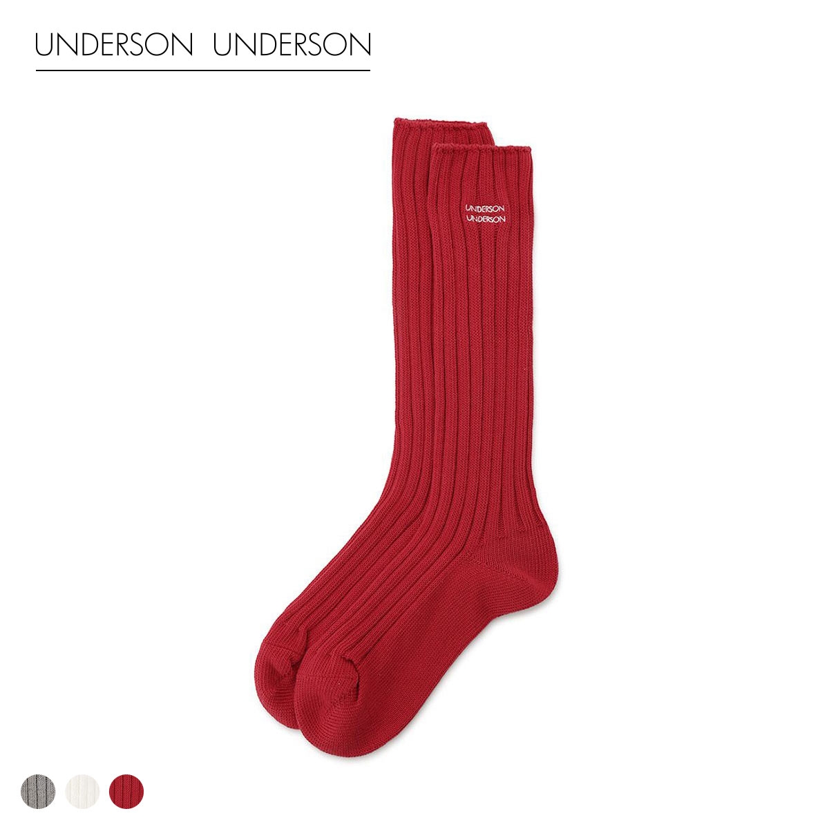 アンダーソンアンダーソン レギュラーソックス UNDERSON UNDERSON ソックス 靴下(RE-レッド-Free)