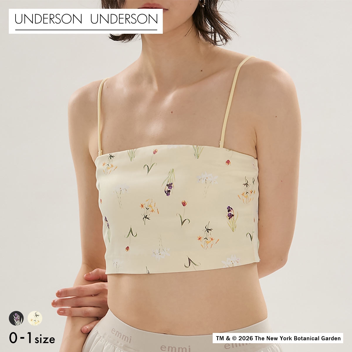 アンダーソンアンダーソン UU×NYBG サテンベアトップブラ UNDERSON UNDERSON ベアトップブラ カップ付き ストラップレス