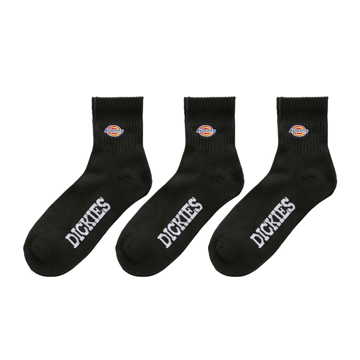 ディッキーズ Dickies クォーター丈 3Pソックス 3足組 メンズ 定番 ハーフパイル(BK-ブラック-25-27cm)