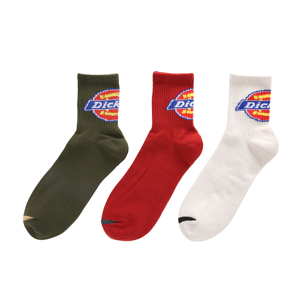 ディッキーズ Dickies クォーター丈 3Pソックス 3足組 メンズ カジュアル(Set1-25-27cm)