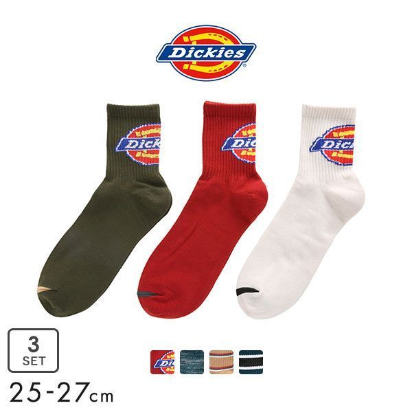 ディッキーズ Dickies クォーター丈 3Pソックス 3足組 メンズ カジュアル