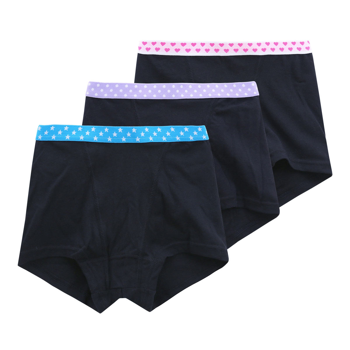 ガロー Garau 女児 キッズ ジュニア シンプル 綿混 1分丈 ショーツ セット 3枚組 130･140･150･160･165(Set-130)