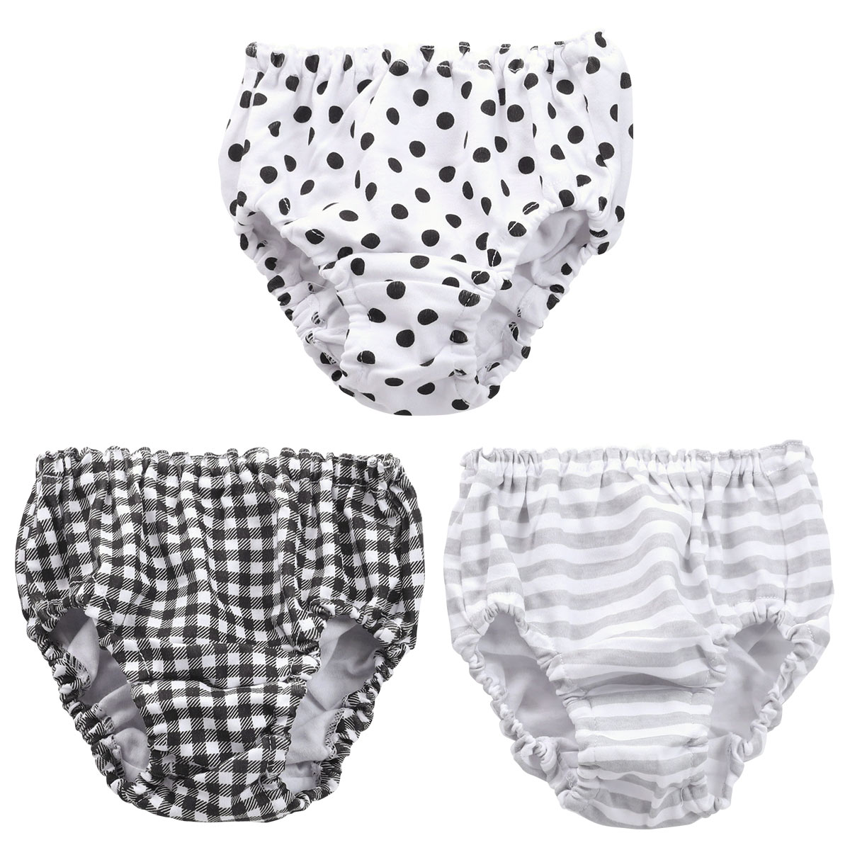 ガロー Garau ショーツ キッズ ジュニア 女の子 綿100％ 3枚セット モノトーン 130 140 150 160 165(Set-130)