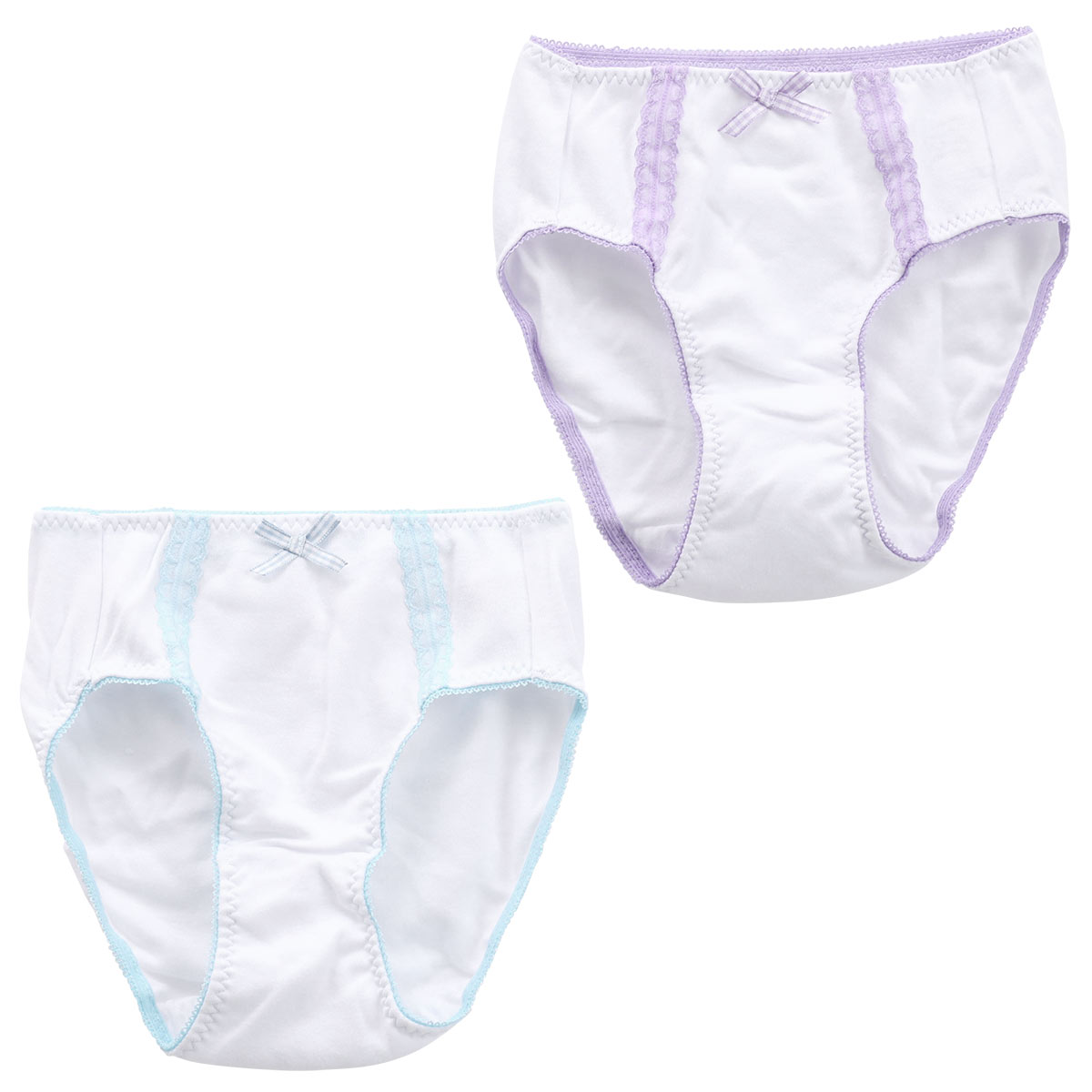 ガロー Garau ショーツ キッズ ジュニア 女の子 綿100％ 2枚セット レース チェックリボン 130 140 150 160 165(Set-130)