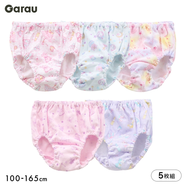 ガロー Garau ショーツ キッズ ジュニア 女の子 5枚セット 綿100％ 100 110 120 130 140 150 160 165 コスメ リボン ファンシー柄